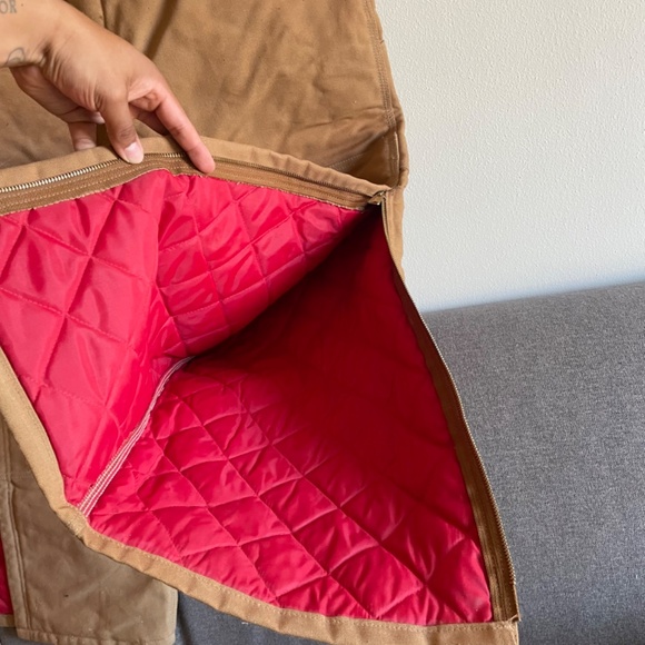 Vintage Carhartt Quilted Lined Canvas Bib Overalls Brown Made In The USA 6FBQZ - Picture 5 of 11